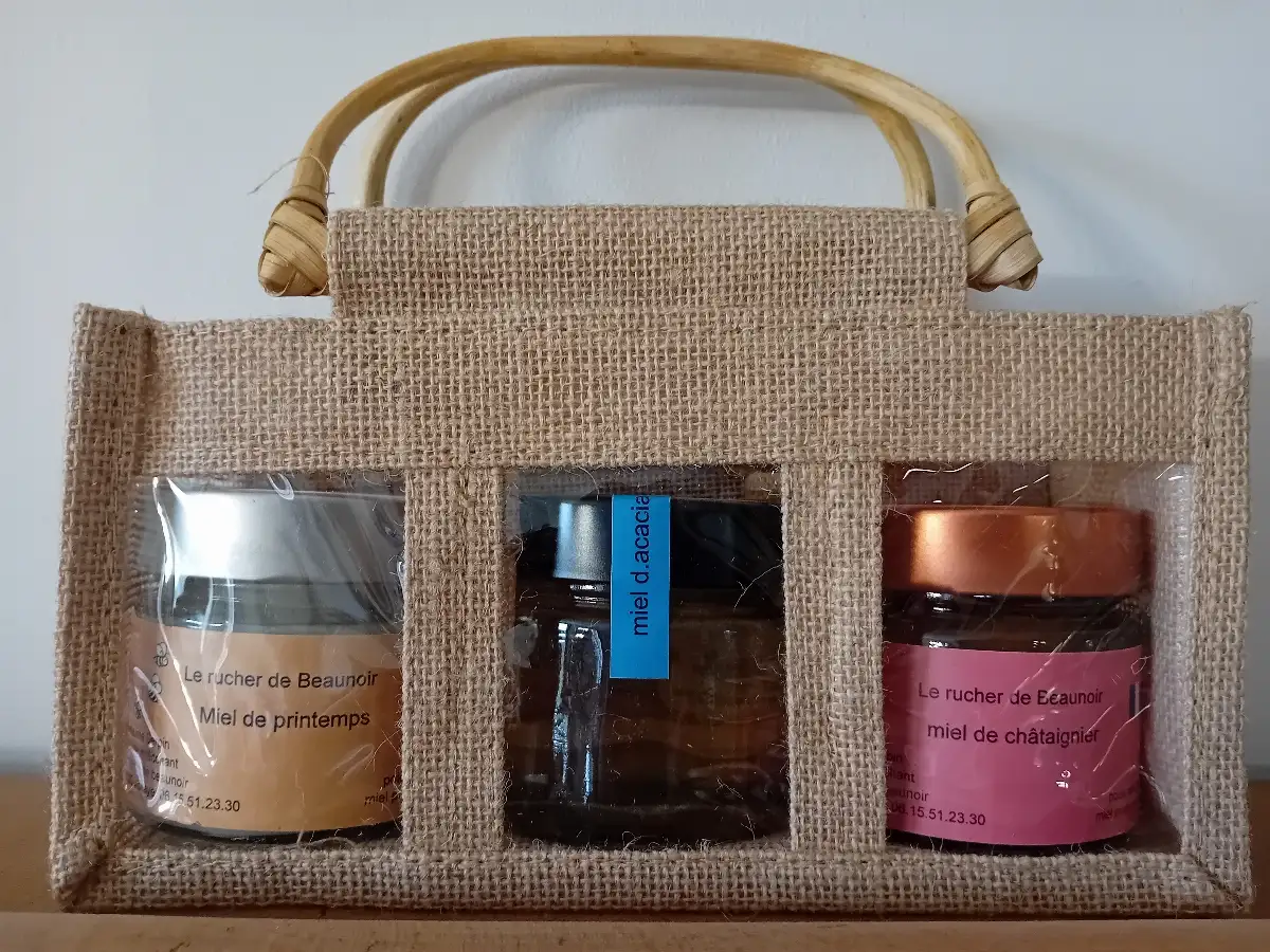 Panier gourmand - 3 pots de miel copie